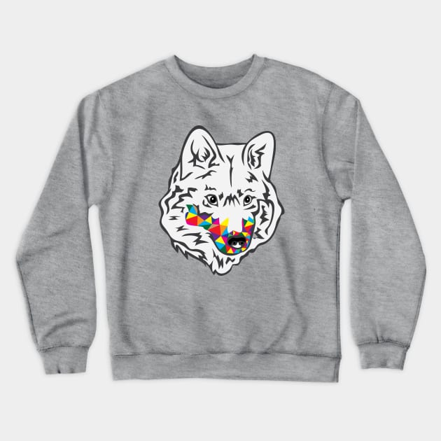 Rainbow Wolf Head Crewneck Sweatshirt by martinussumbaji